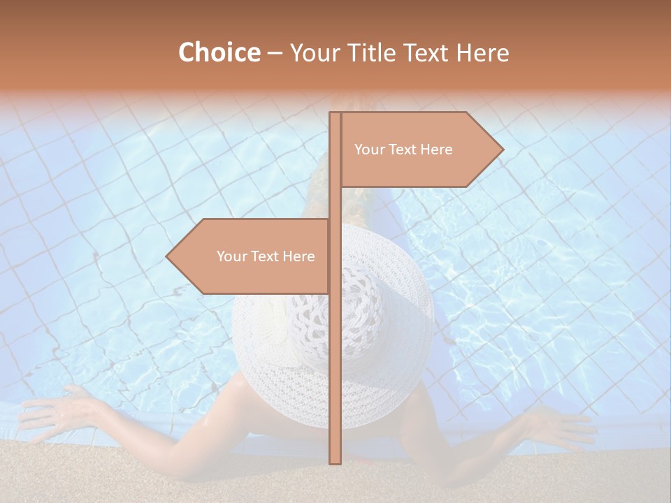 A Woman In A Hat Laying On The Side Of A Swimming Pool PowerPoint Template