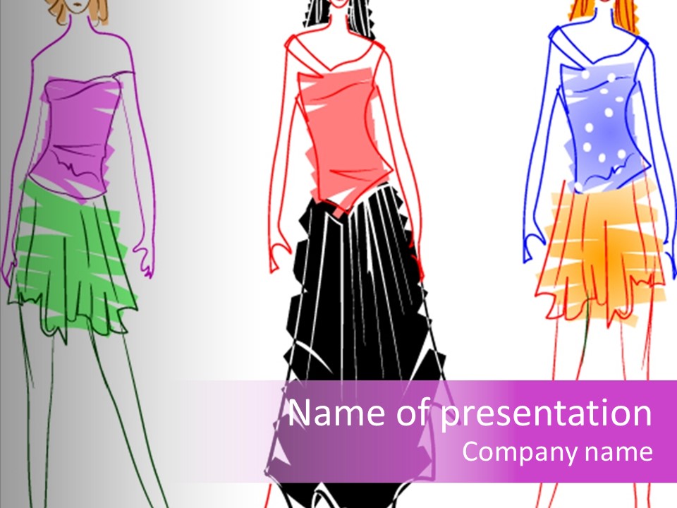 A Group Of Women In Dresses On A Runway PowerPoint Template
