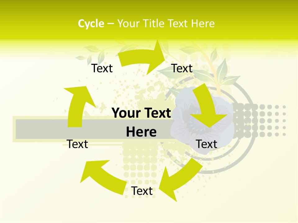 A Blue Flower On A Green And White Background PowerPoint Template