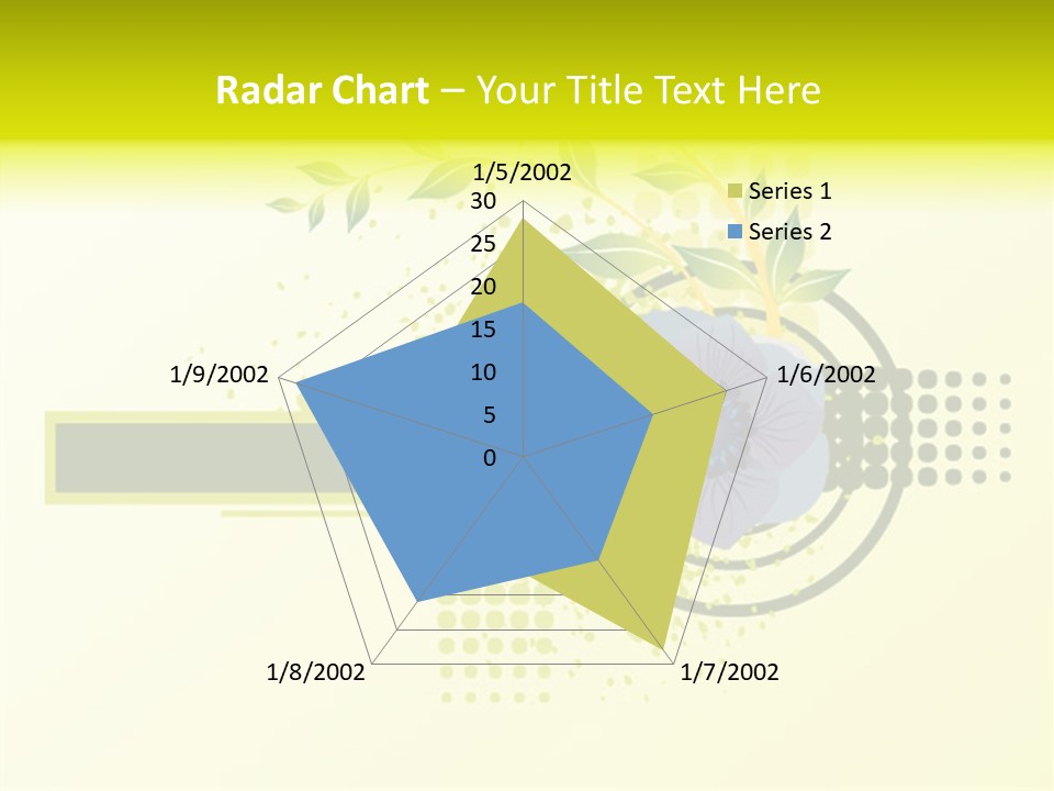 A Blue Flower On A Green And White Background PowerPoint Template