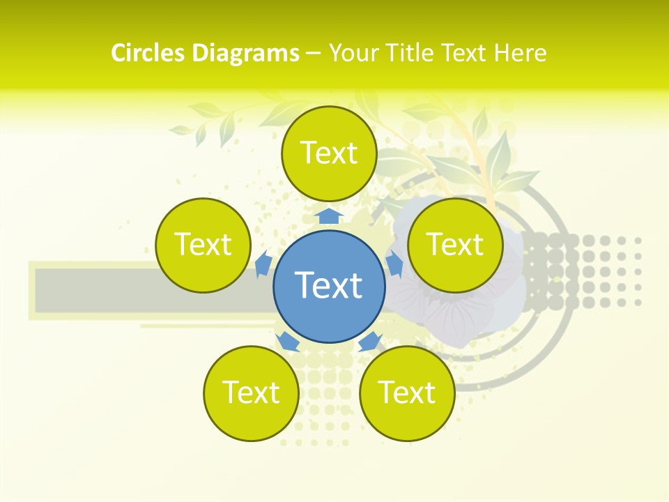 A Blue Flower On A Green And White Background PowerPoint Template