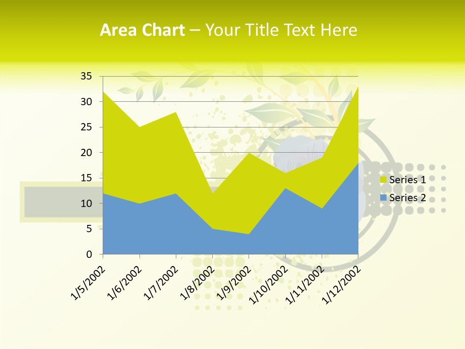 A Blue Flower On A Green And White Background PowerPoint Template