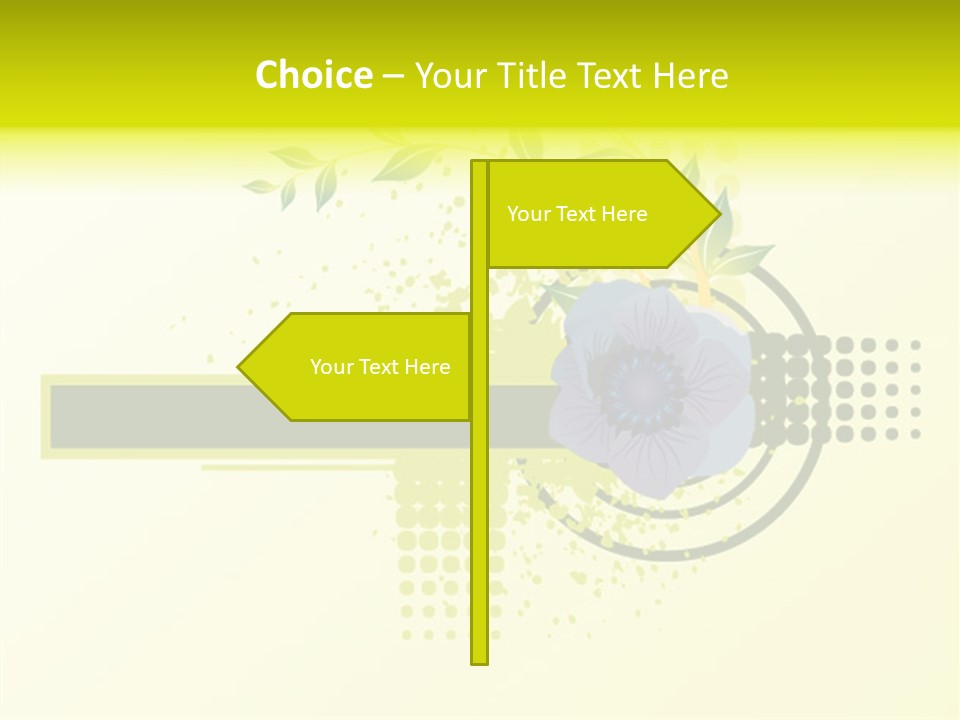 A Blue Flower On A Green And White Background PowerPoint Template