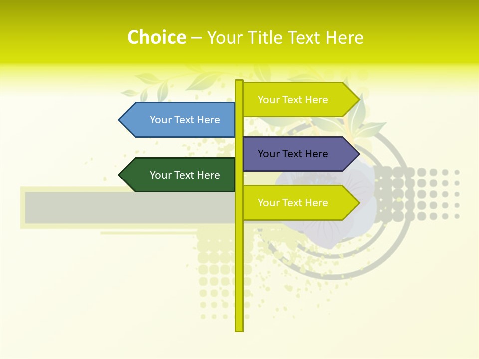 A Blue Flower On A Green And White Background PowerPoint Template