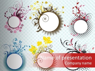 A Set Of Four Colorful Circles With Flowers On Them PowerPoint Template