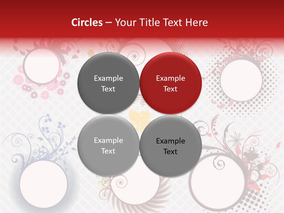 A Set Of Four Colorful Circles With Flowers On Them PowerPoint Template