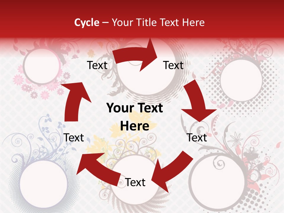 A Set Of Four Colorful Circles With Flowers On Them PowerPoint Template