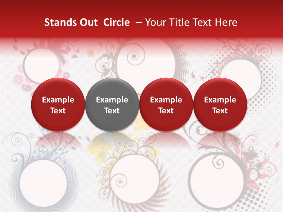 A Set Of Four Colorful Circles With Flowers On Them PowerPoint Template