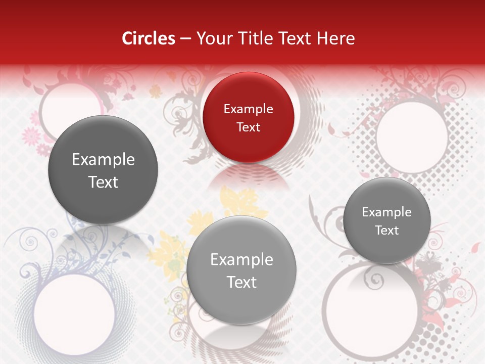 A Set Of Four Colorful Circles With Flowers On Them PowerPoint Template