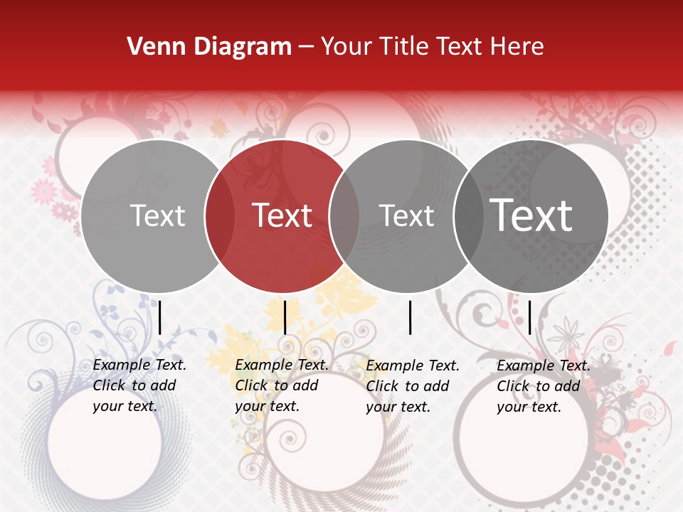 A Set Of Four Colorful Circles With Flowers On Them PowerPoint Template