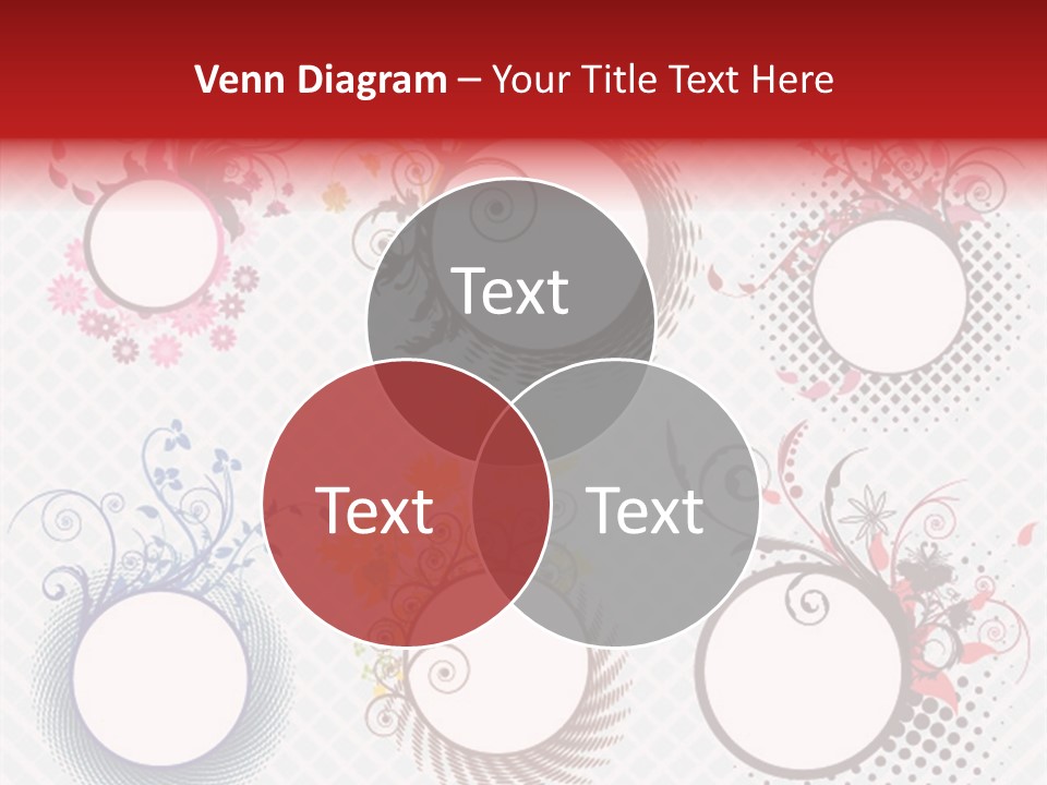 A Set Of Four Colorful Circles With Flowers On Them PowerPoint Template