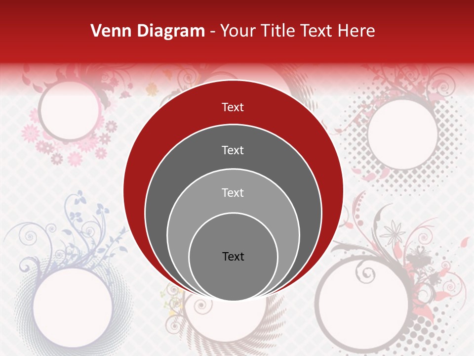 A Set Of Four Colorful Circles With Flowers On Them PowerPoint Template