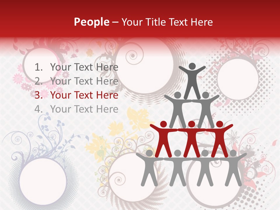 A Set Of Four Colorful Circles With Flowers On Them PowerPoint Template