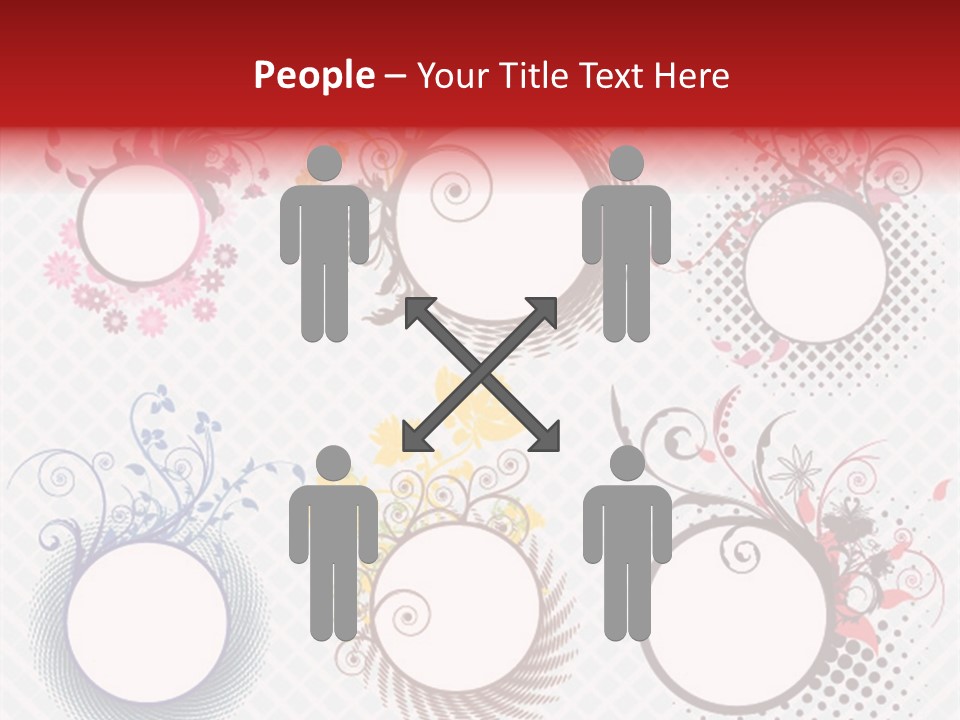 A Set Of Four Colorful Circles With Flowers On Them PowerPoint Template