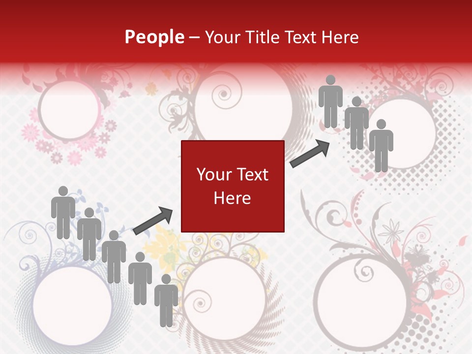 A Set Of Four Colorful Circles With Flowers On Them PowerPoint Template