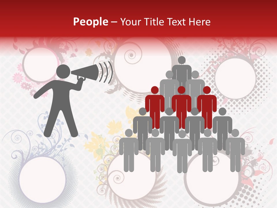 A Set Of Four Colorful Circles With Flowers On Them PowerPoint Template