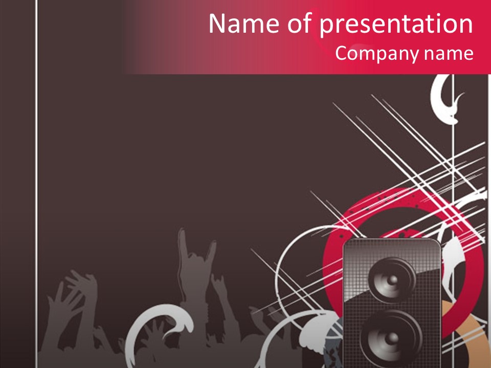 A Black And Red Flyer With Speakers PowerPoint Template