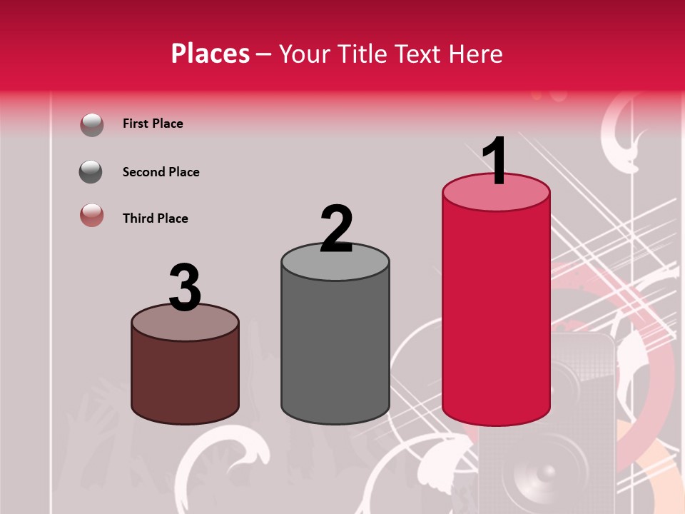 A Black And Red Flyer With Speakers PowerPoint Template