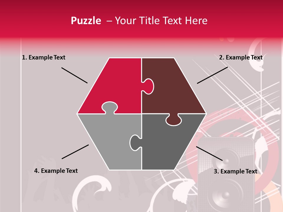 A Black And Red Flyer With Speakers PowerPoint Template