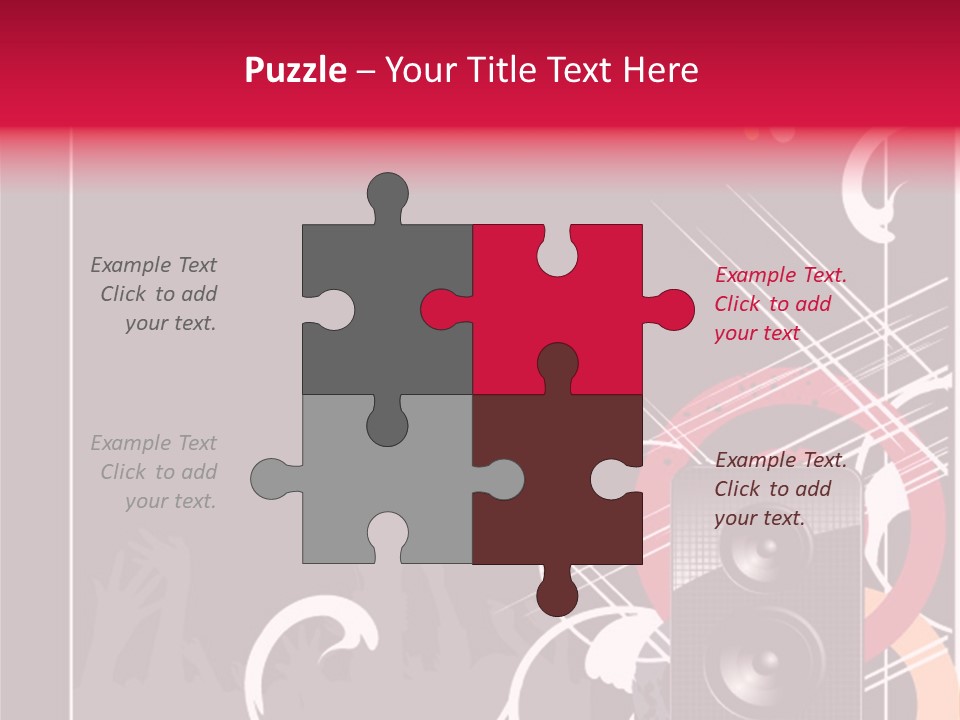 A Black And Red Flyer With Speakers PowerPoint Template