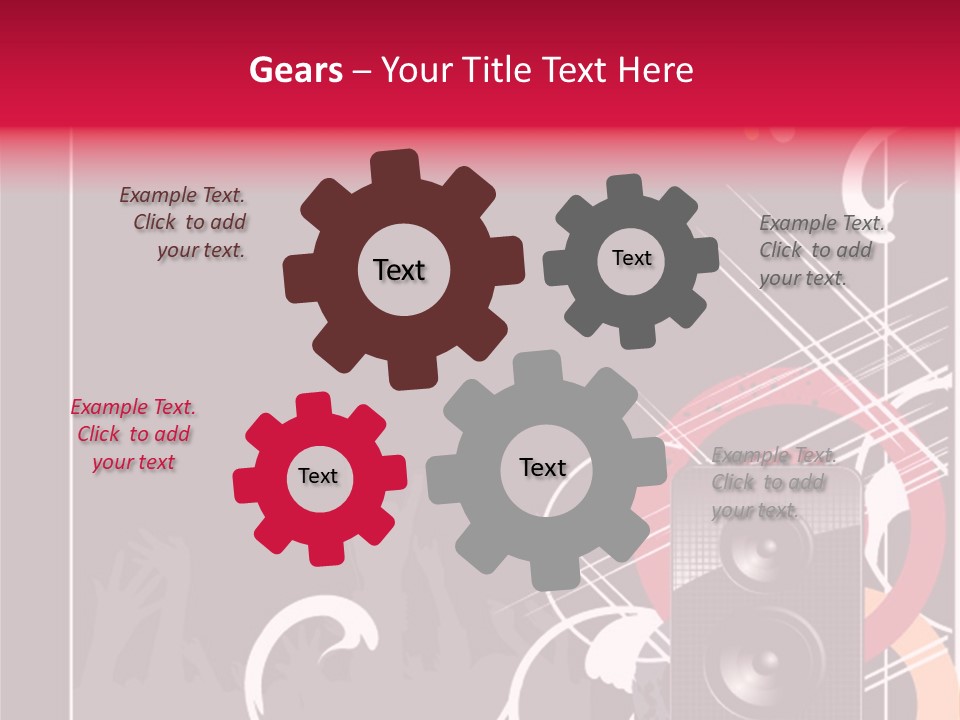 A Black And Red Flyer With Speakers PowerPoint Template