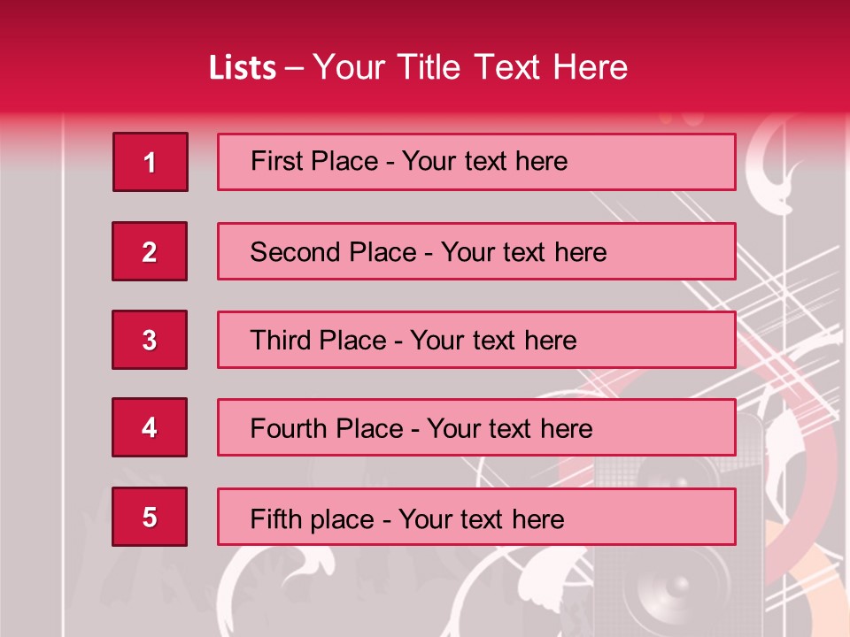 A Black And Red Flyer With Speakers PowerPoint Template