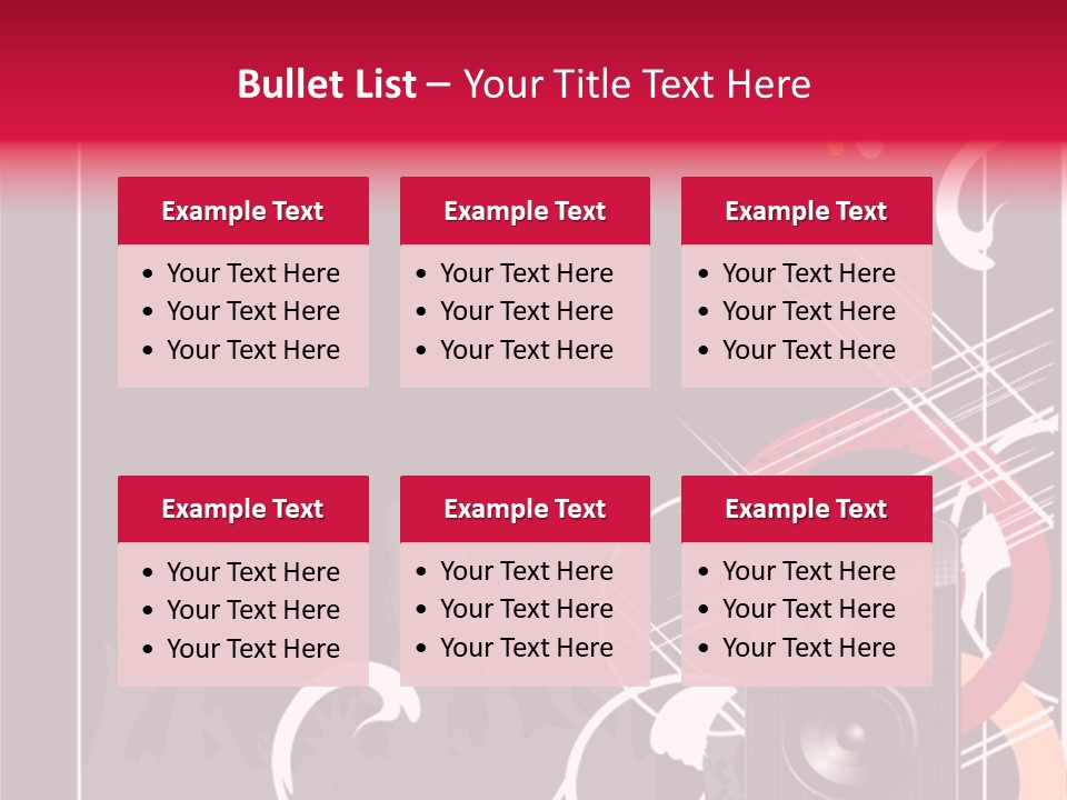 A Black And Red Flyer With Speakers PowerPoint Template