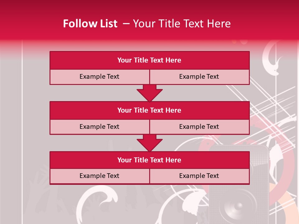 A Black And Red Flyer With Speakers PowerPoint Template