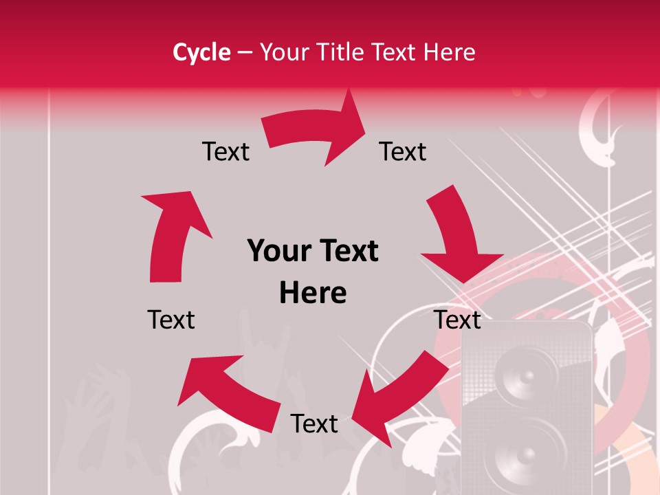 A Black And Red Flyer With Speakers PowerPoint Template