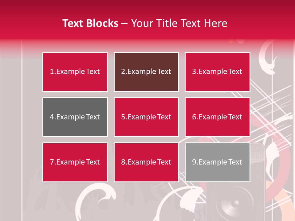 A Black And Red Flyer With Speakers PowerPoint Template