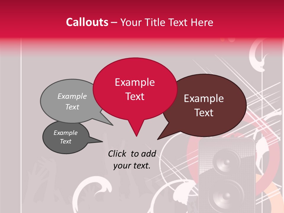 A Black And Red Flyer With Speakers PowerPoint Template