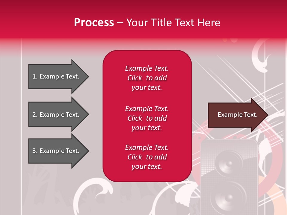 A Black And Red Flyer With Speakers PowerPoint Template