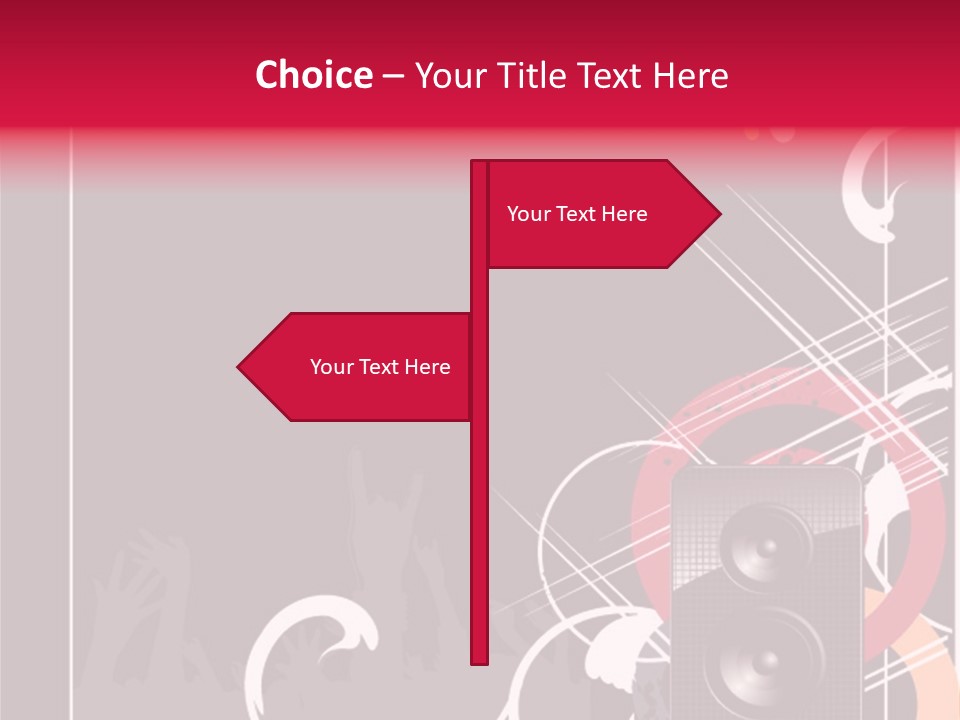 A Black And Red Flyer With Speakers PowerPoint Template