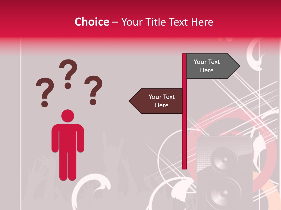 A Black And Red Flyer With Speakers PowerPoint Template