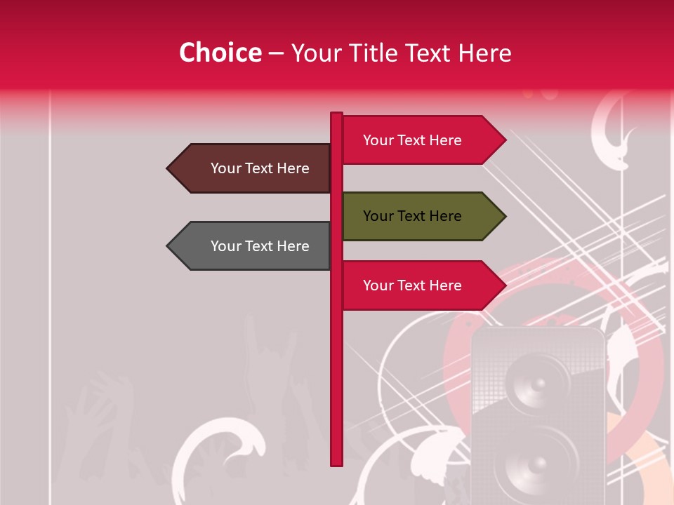 A Black And Red Flyer With Speakers PowerPoint Template