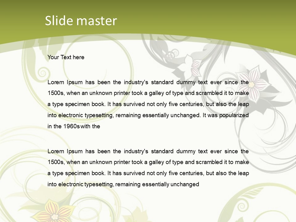 A Green And White Floral Powerpoint Presentation PowerPoint Template