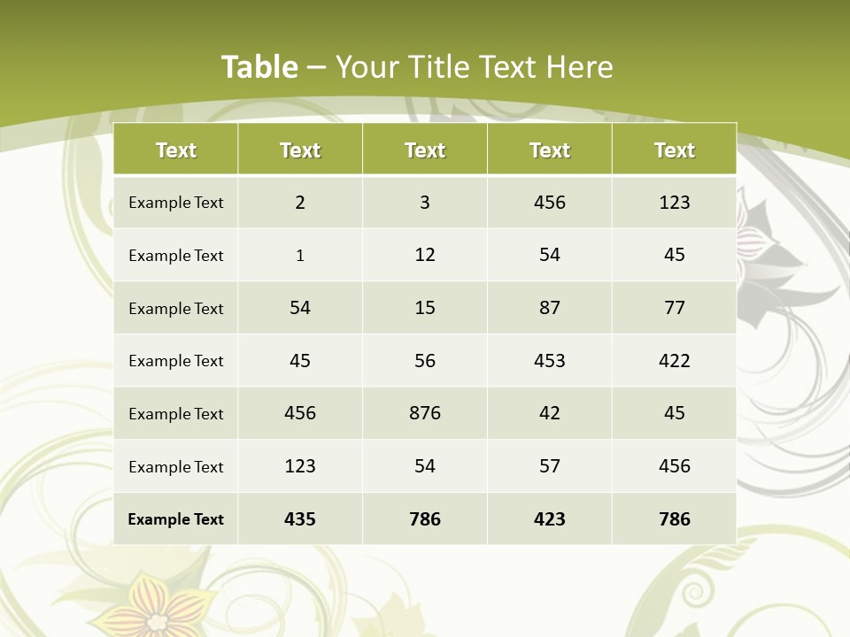 A Green And White Floral Powerpoint Presentation PowerPoint Template