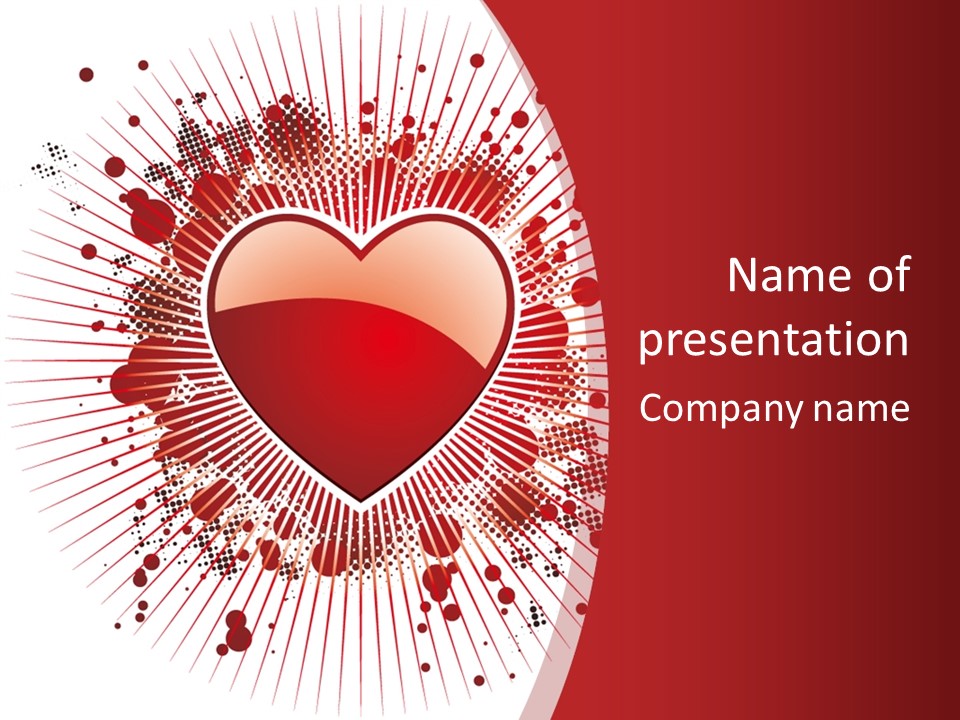 A Red Heart On A White And Red Background PowerPoint Template