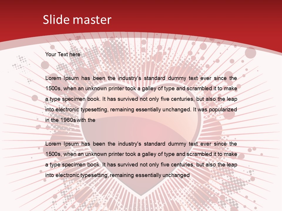 A Red Heart On A White And Red Background PowerPoint Template