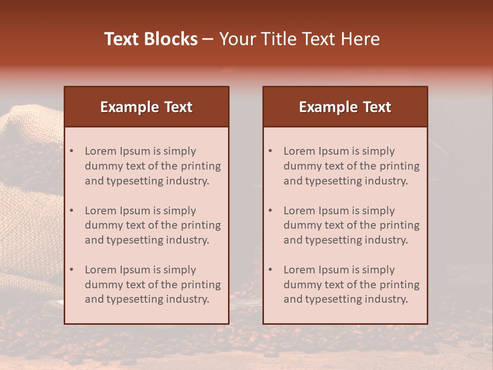A Sack Of Coffee Beans Next To A Coffee Grinder PowerPoint Template
