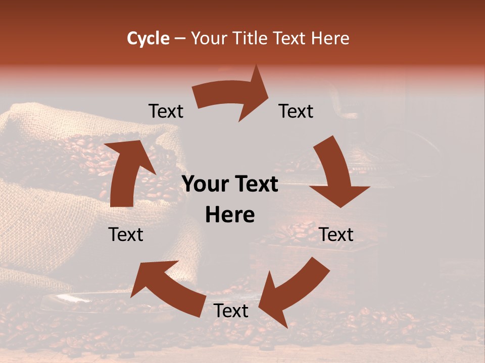 A Sack Of Coffee Beans Next To A Coffee Grinder PowerPoint Template