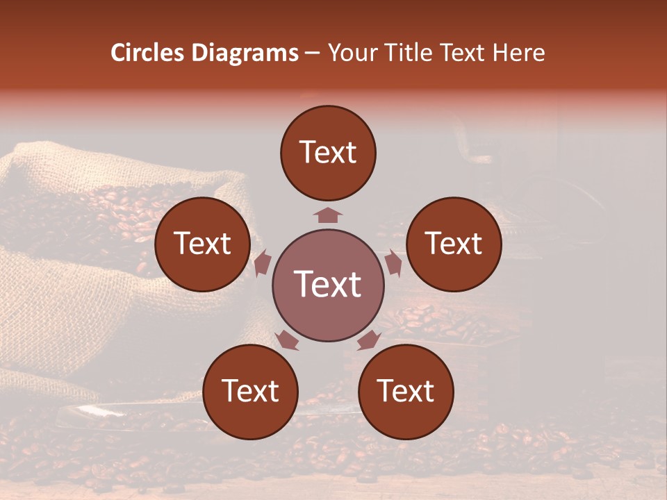 A Sack Of Coffee Beans Next To A Coffee Grinder PowerPoint Template