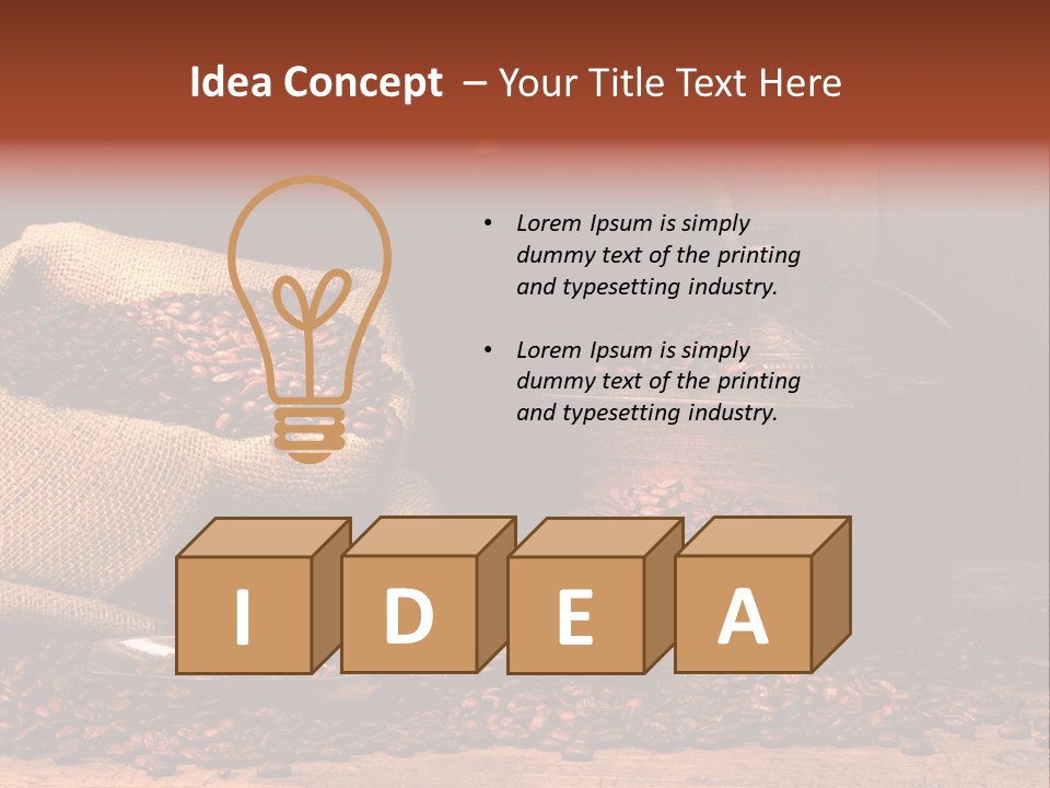 A Sack Of Coffee Beans Next To A Coffee Grinder PowerPoint Template