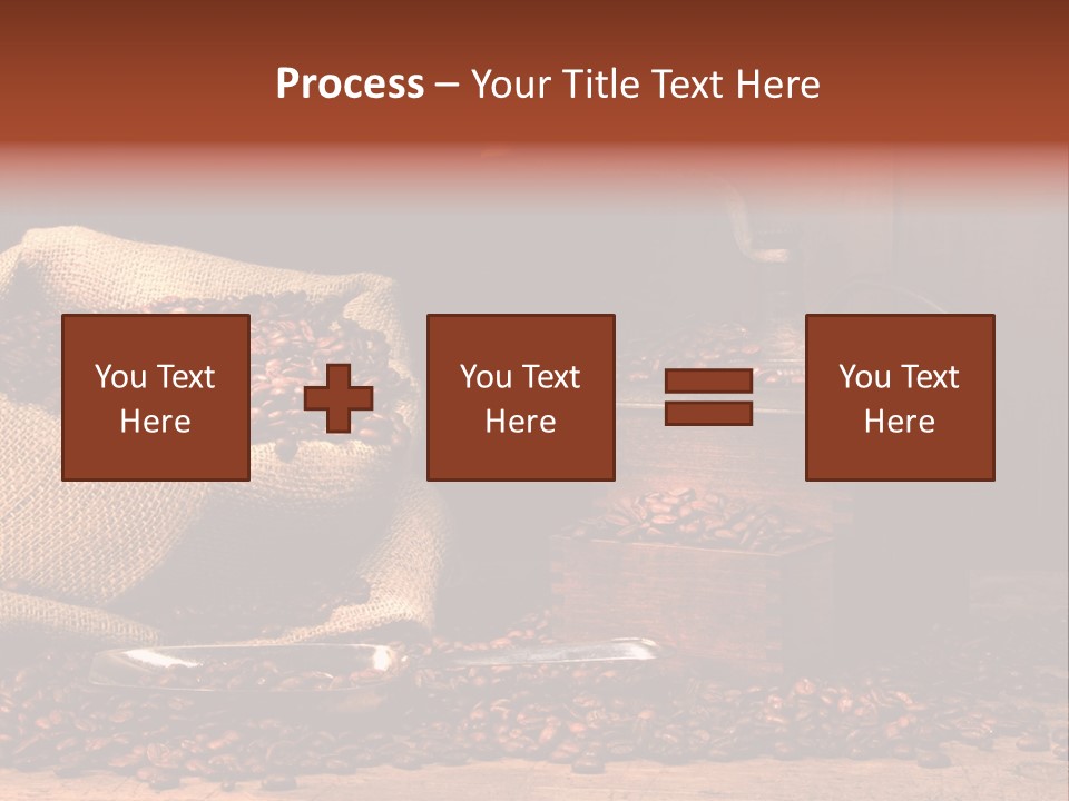 A Sack Of Coffee Beans Next To A Coffee Grinder PowerPoint Template