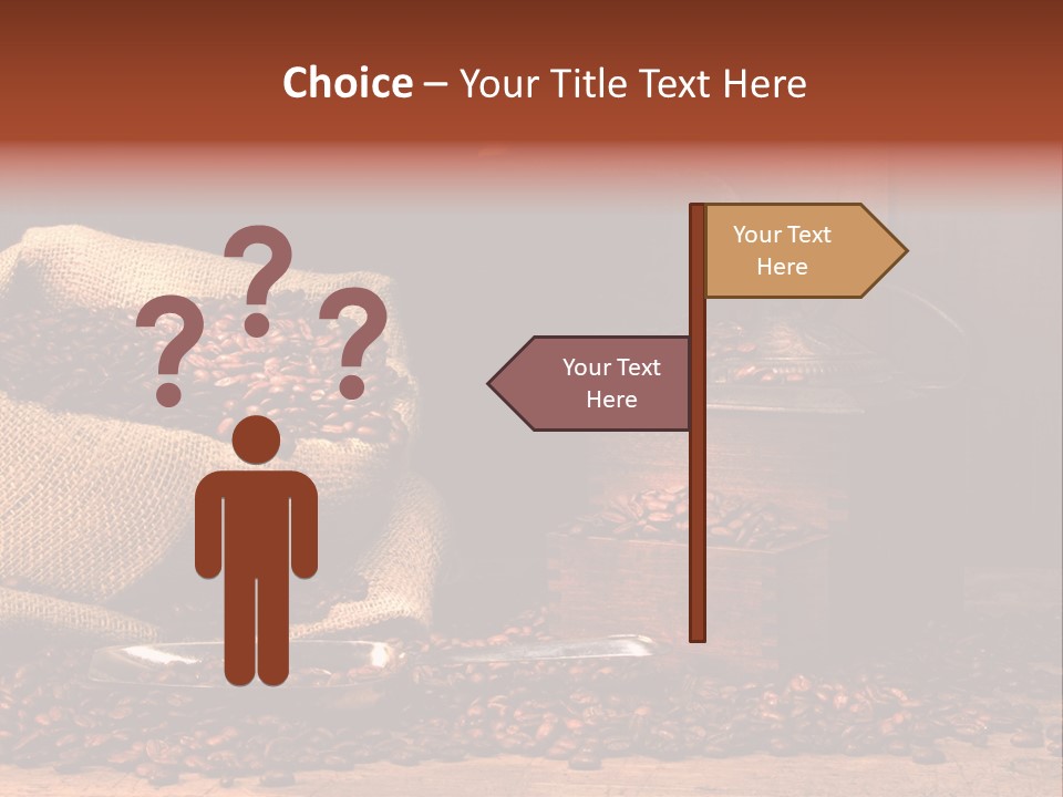 A Sack Of Coffee Beans Next To A Coffee Grinder PowerPoint Template