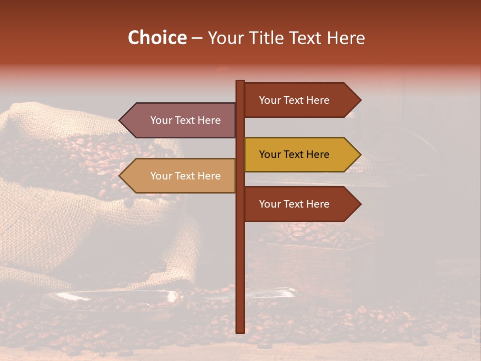 A Sack Of Coffee Beans Next To A Coffee Grinder PowerPoint Template