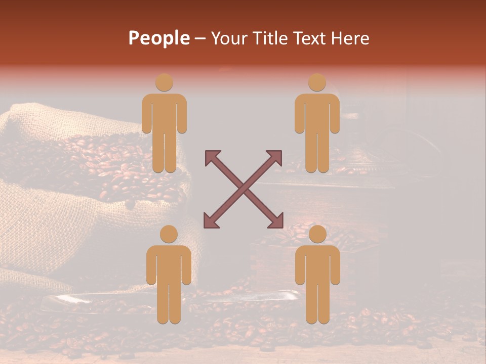 A Sack Of Coffee Beans Next To A Coffee Grinder PowerPoint Template