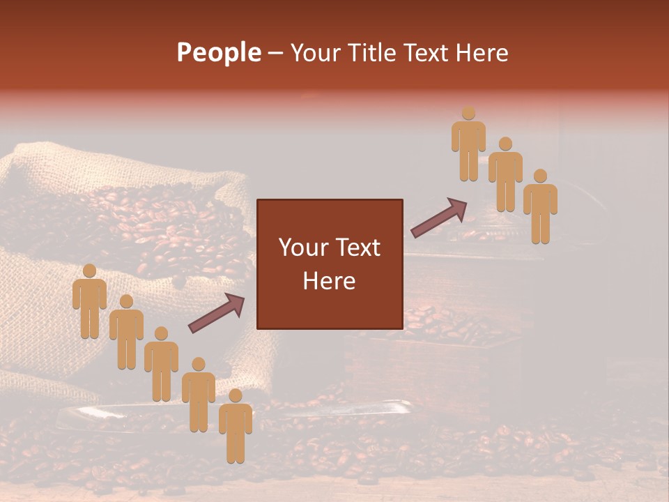 A Sack Of Coffee Beans Next To A Coffee Grinder PowerPoint Template