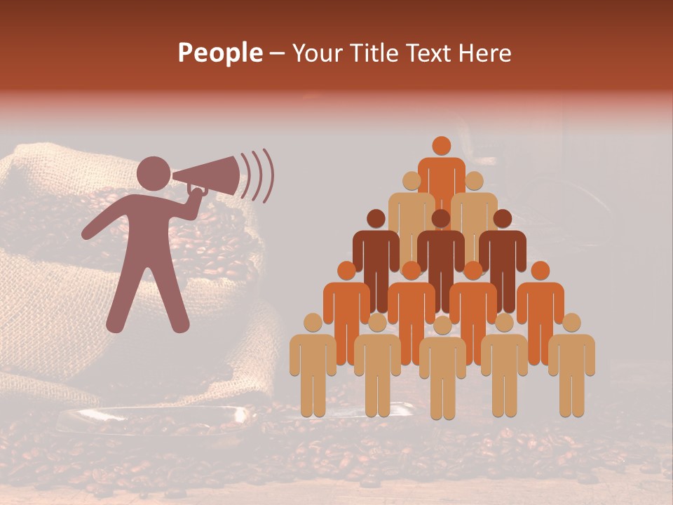 A Sack Of Coffee Beans Next To A Coffee Grinder PowerPoint Template