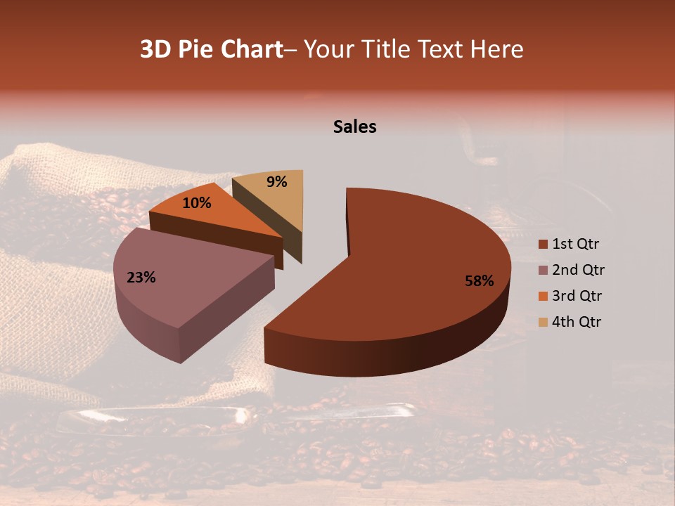 A Sack Of Coffee Beans Next To A Coffee Grinder PowerPoint Template